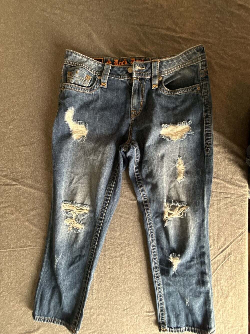 Rock Revival Anabela Boyfriend Distressed Denim Jeans Women Size 30